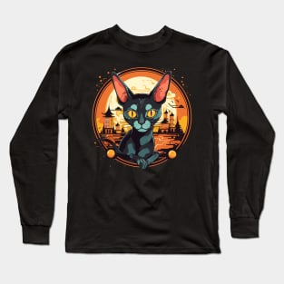 Cornish Rex Cat Halloween, Cat Lover Long Sleeve T-Shirt